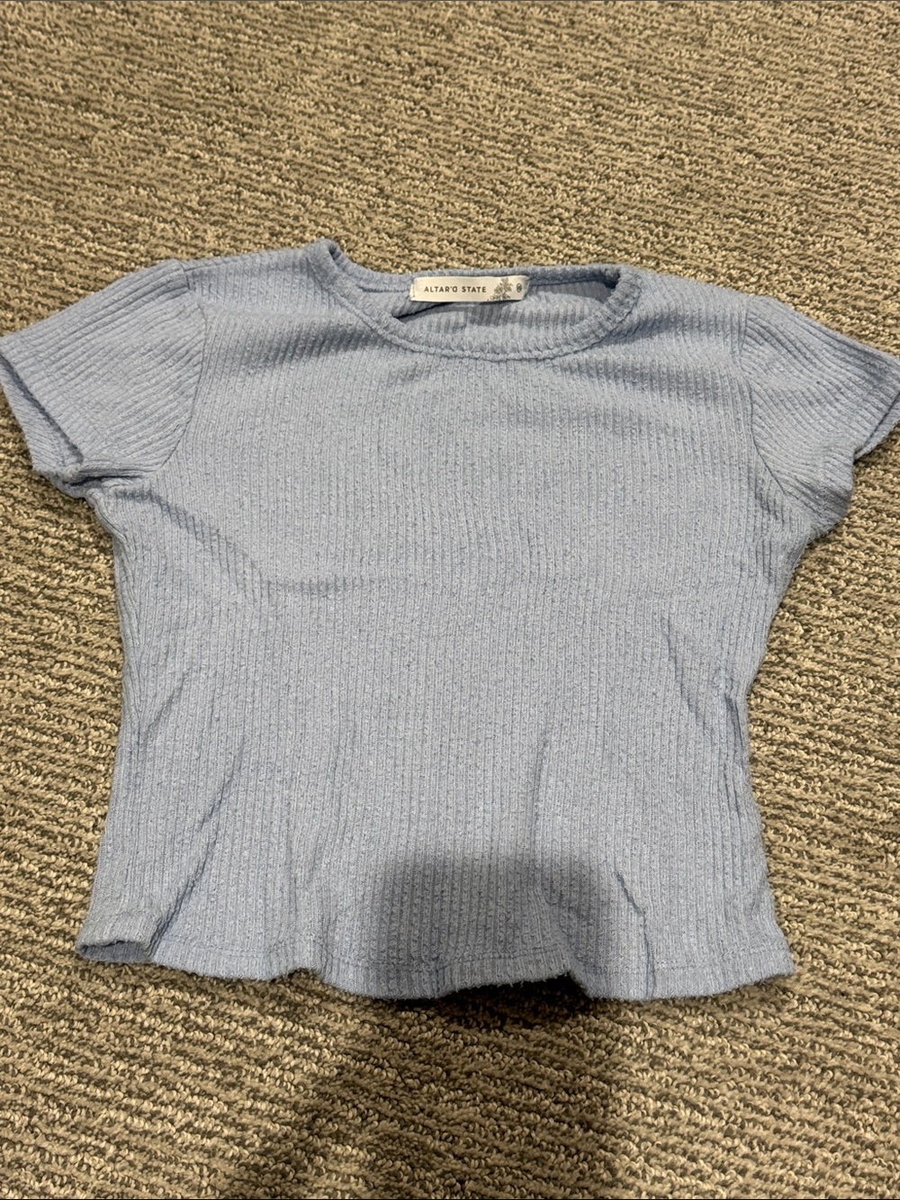 Altar'd State Light Blue Ribbed Crop Tee